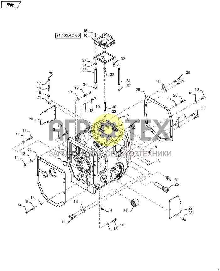 21.113.AB[01] - POWERSHIFT, ДИАПАЗОН, КОРПУС РЕДУКТОРА (№33 на схеме)