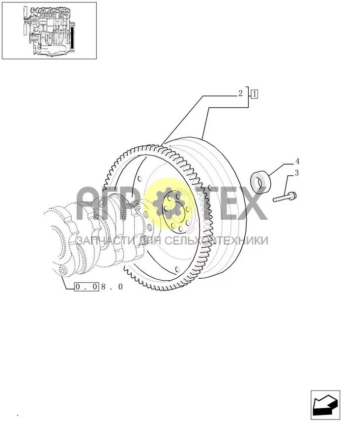 0.08.3 - ДВИГАТЕЛЬ, МАХОВИК (99477956) (№4 на схеме)