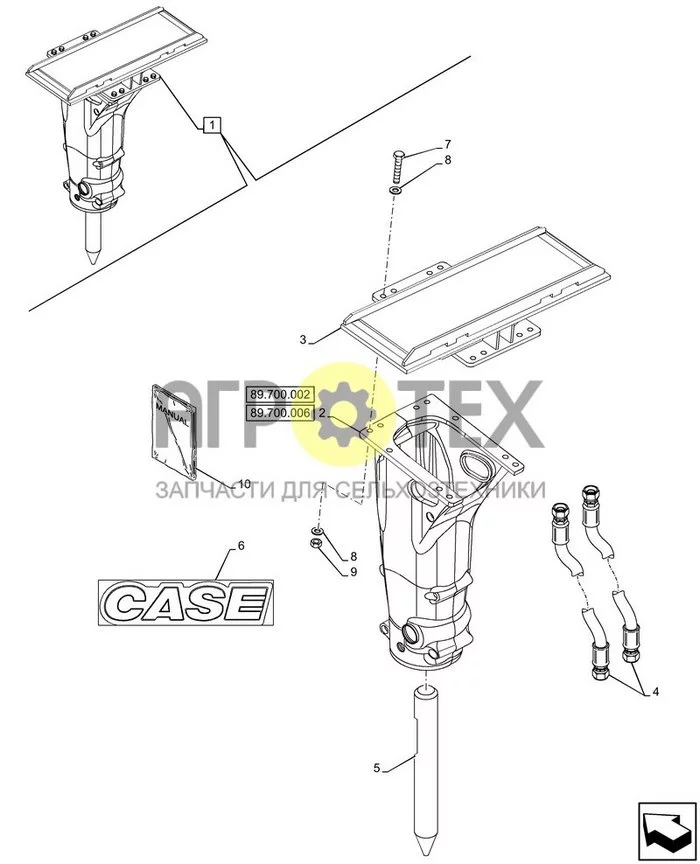 89.700.007 - МОЛОТ CB80S, МАЛЫЙ, РАМА, СТАНДАРТНЫЙ, РАСХОД (№9 на схеме)