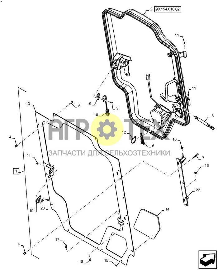 90.154.010[01] - СТЕКЛО ДВЕРЬ КРЕПЛЕНИЕ КОМПОНЕНТЫ ; (Var) XXW051B01, XXW051B02 (№21 на схеме)