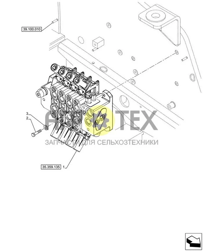 35.359.130 - VAR - 749767 - КЛАПАН, УПР. НАПР. ПОТОКА ; (Tech Type) FARMLIFT 636 (№3 на схеме)