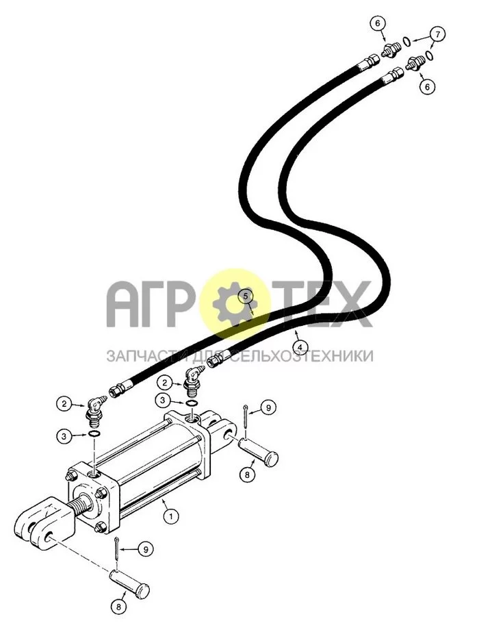 8-02 - ГИДРАВЛИЧЕСКИЙ КОНТУР ТРАНСПОРТНОГО ПОДЪЕМА, ШЛАНГИ С ОХВАТЫВАЮЩИМИ КОНЦАМИ (№3 на схеме)