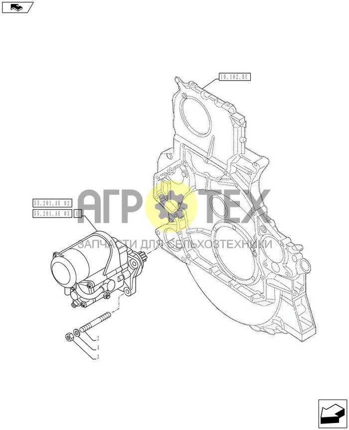 55.201.AE[01] - ЭЛЕКТРОДВИГАТЕЛЬ СТАРТЕРА (№1 на схеме)