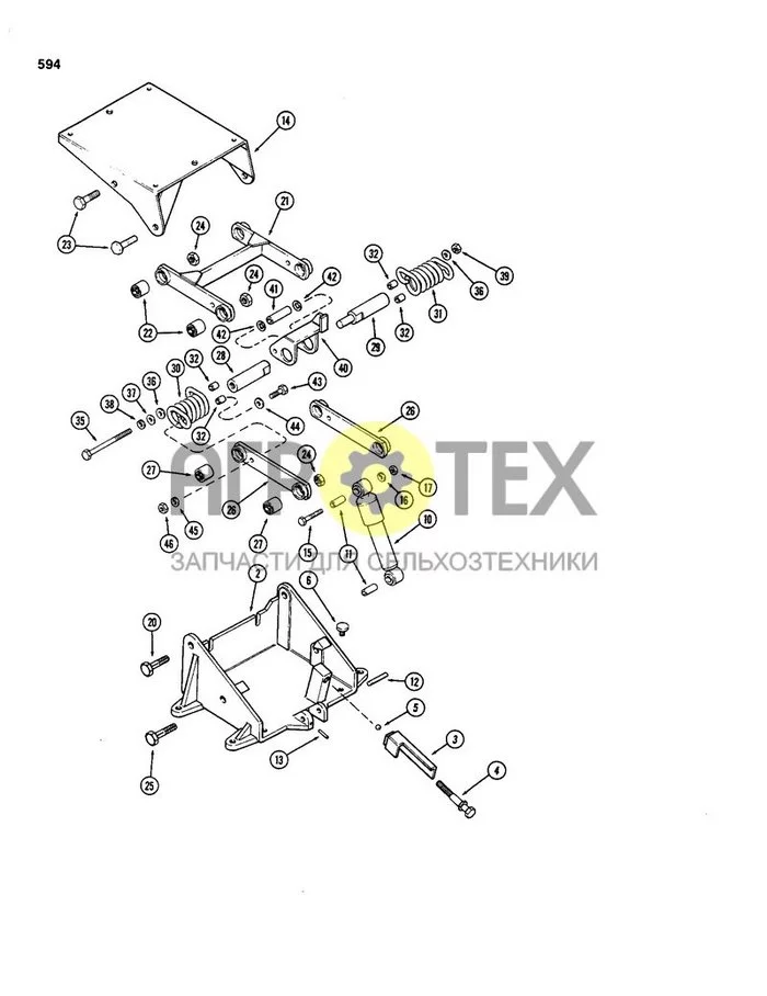 594 - МЕСТНАЯ ПОДВЕСКА, ИСПОЛЬЗОВАВШАЯСЯ ДО ВЫПУСКА ТРАКТОРА С СЕРИЙНЫМ НОМЕРОМ 8693001 (№17 на схеме)