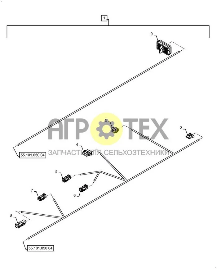 55.101.050[05] - ЭЛЕКТРИЧЕСКИЙ, ШАССИ, ЖГУТ ПРОВОДОВ, РАЗЪЕМ ; (Tech Type) SR175B SKID STEER LOADER - STAGE 5 EU (№9 на схеме)