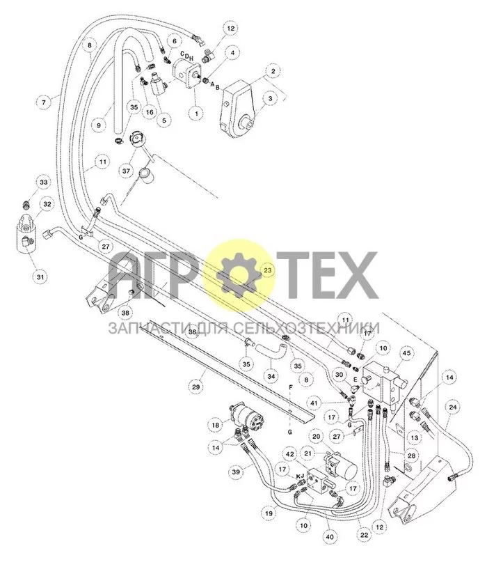 09-47 - 872 ПЕРЕХОДНИК ДЛЯ КОМБАЙНА - ГИДРАВЛИЧЕСКИЙ КОНТУР ASN CCC0012343 (№0 на схеме)