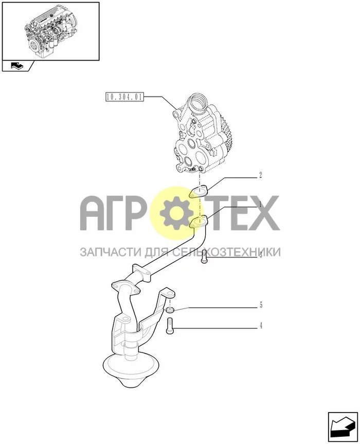 10.304.03 - ТРУБОПРОВОД МАСЛЯНОГО НАСОСА (99478455) (№3 на схеме)