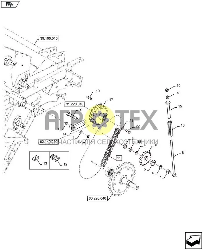62.140.010 - ГЛАВНЫЙ ЦЕПНОЙ ПРИВОД ; (Tech Type) RB544 (№9 на схеме)