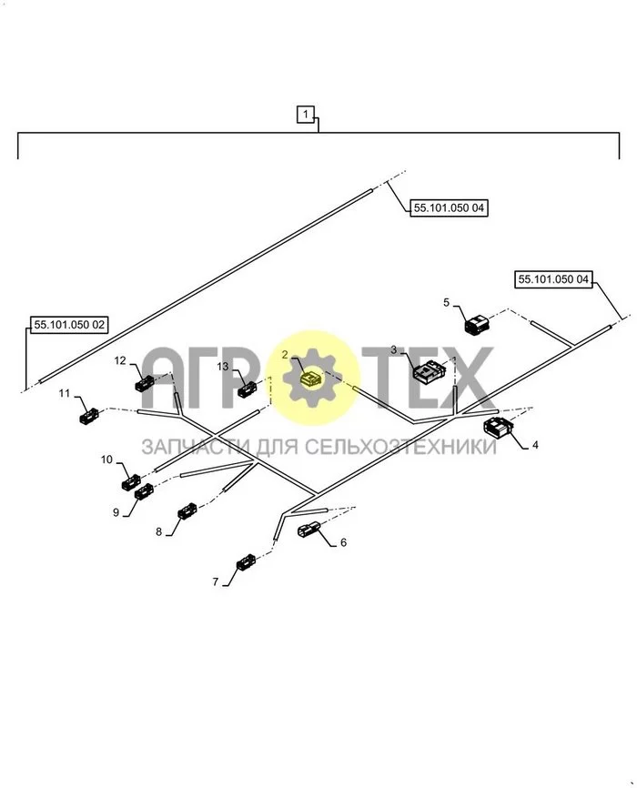 55.101.050[03] - ЖГУТ ПРОВОДОВ, ШАССИ, МЕХАНИЧЕСК., В СБОРЕ, РАЗЪЕМ ; (Var) 506W002E01, 507W002E01, 512W002E02, 514W002E02 ; (Tech Type) TV370B COMPACT TRACK LOADER - STAGE 5 EU (№2 на схеме)