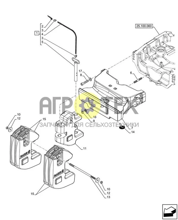 39.140.050 - VAR - 334215 - ПЕРЕДН., БАЛЛАСТ (240KG), W/ MULTIFUNCTIONAL AXLE SUPPORT (MAS) (№9 на схеме)