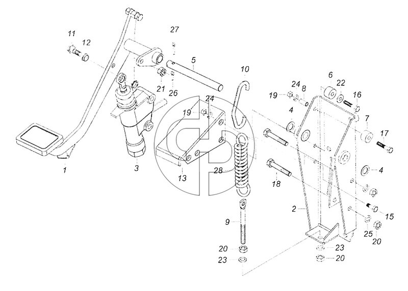 5460-1602008, 5460-1602008-20 Педаль сцепления с кронштейном и главным цилиндром (№28 на схеме)