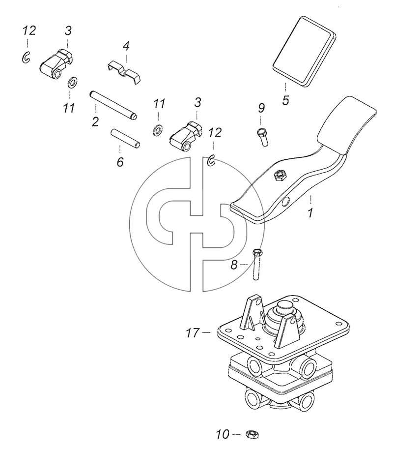 5320-3514108 Кран тормозной двухсекционный с педалью (№17 на схеме)