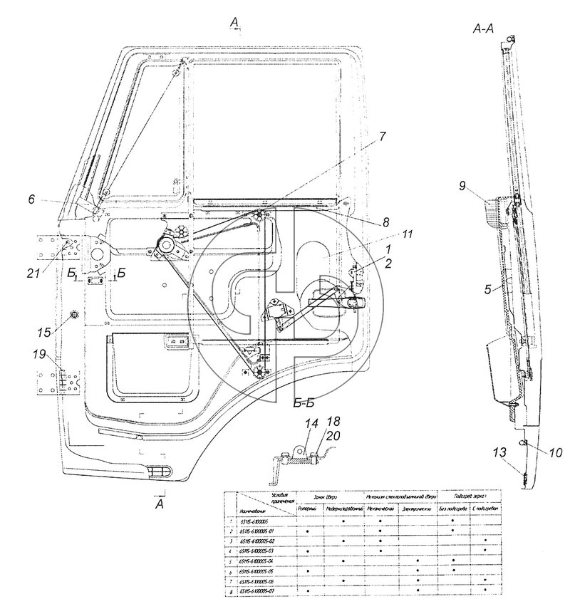 65115-6100005 Установка стекол и арматуры двери (№10 на схеме)