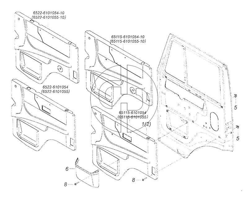 65115-6102005 Установка обивок двери (№6 на схеме)