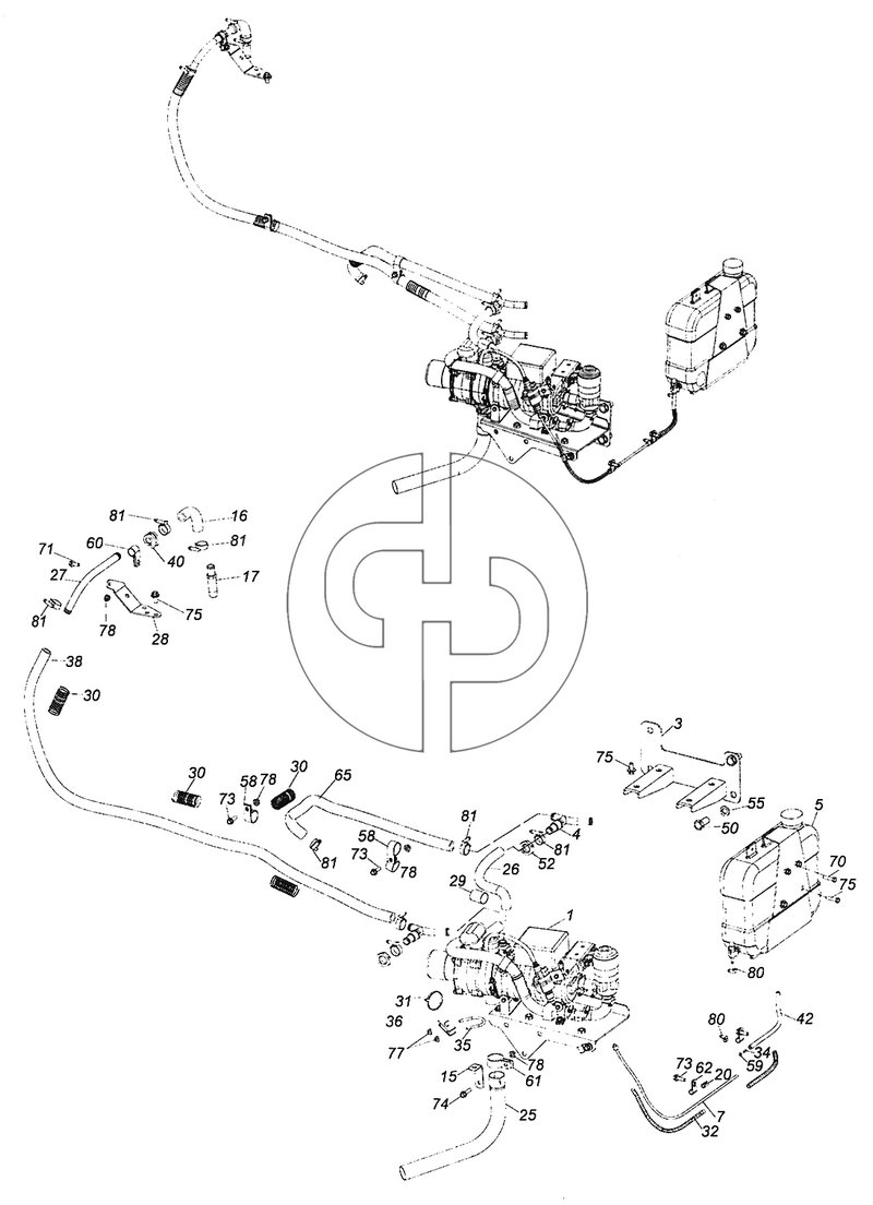 5308-8106004 Установка подогревателя 14TC с автономным топливным бачком (№59 на схеме)