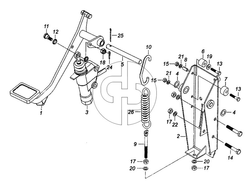 6520-1602008 Педаль сцепления с кронштейном и главным цилиндром (№26 на схеме)
