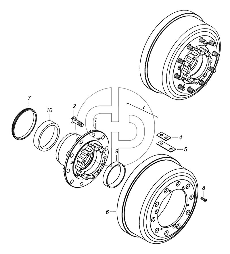 43114-3103010-12 Ступица колеса с барабаном тормоза (№6 на схеме)