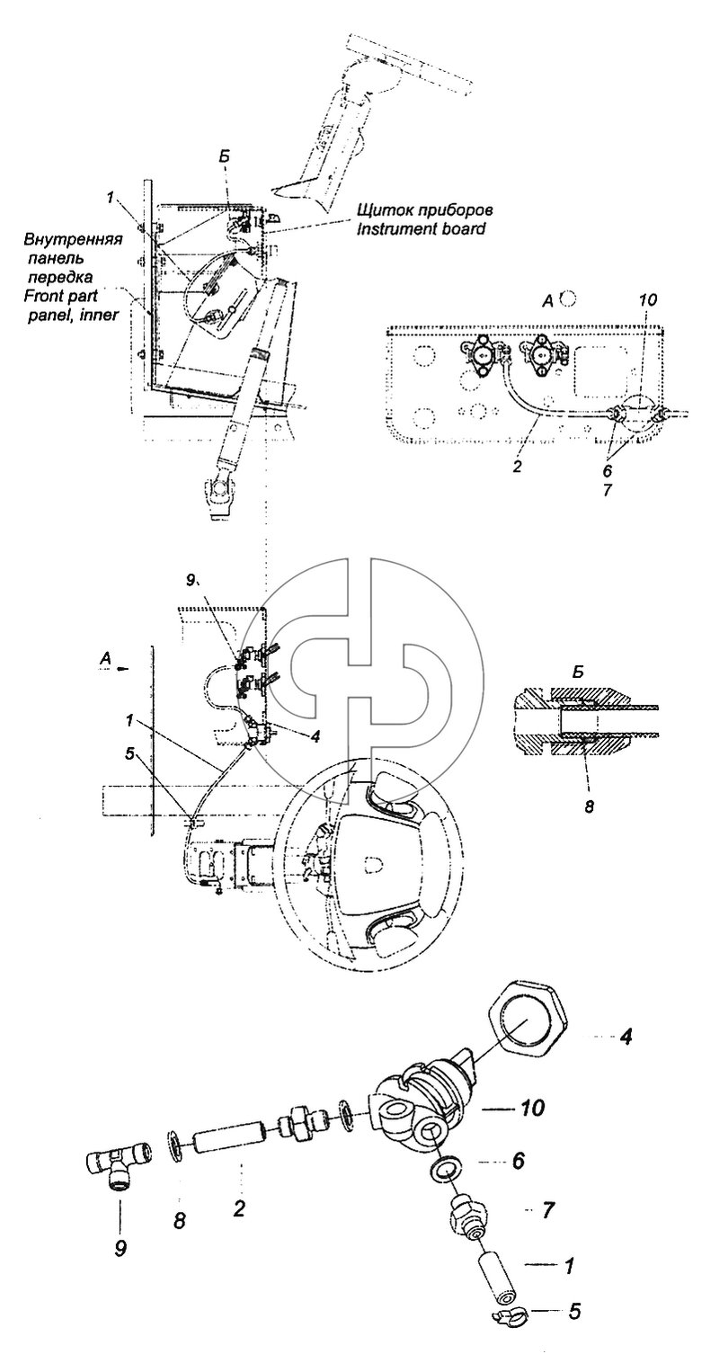 6520-3406014-19 Установка крана регулировки рулевой колонки (№6 на схеме)