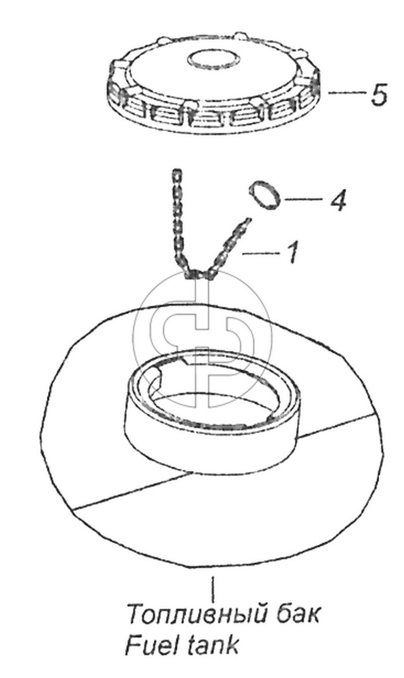 53215-1103001 Установка крышки топливного бака (№5 на схеме)