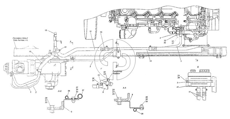 43255-3400018-19 Установка трубопроводов и бачка насоса ГУР (№38 на схеме)