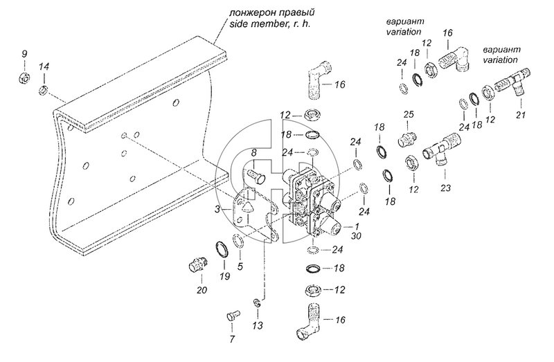 №30 (43253 (Часть-2) - 5320-3500015-10 Установка четырехконтурного защитного клапана)