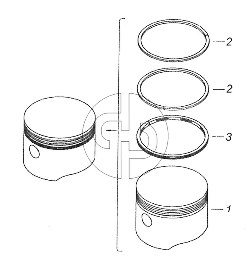 53205-3509154 Поршень в сборе (№1 на схеме)