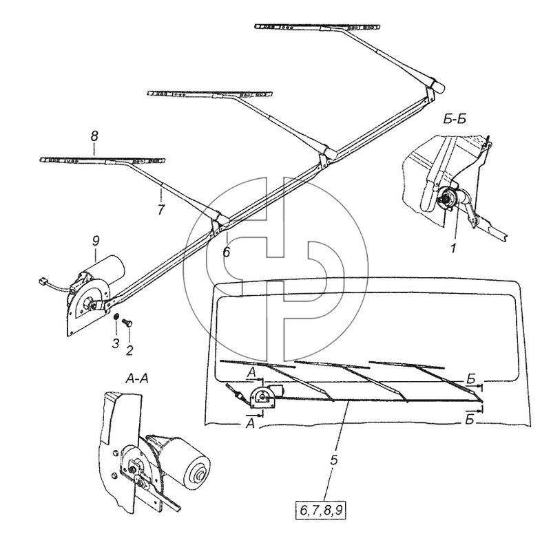 6520-5205001 Установка стеклоочистителя (№2 на схеме)