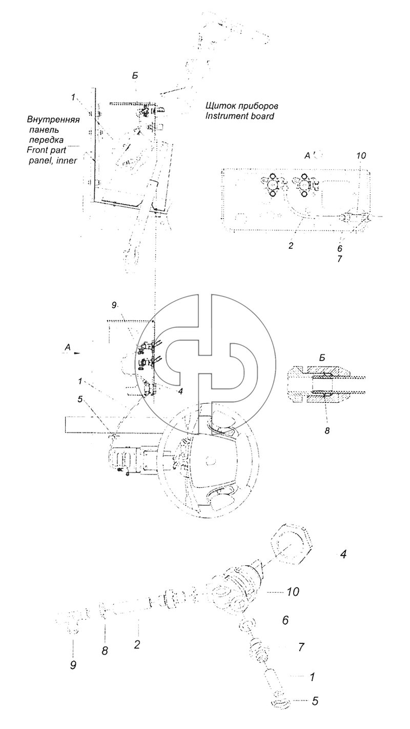 6520-3406014-19 Установка крана регулировки рулевой колонки (№6 на схеме)