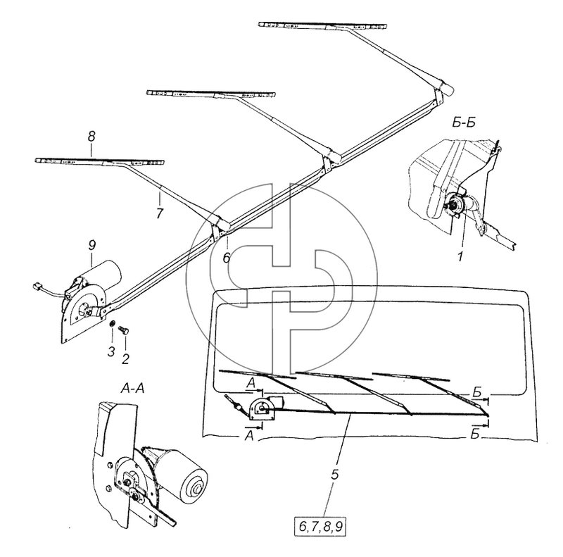 6520-5205001 Установка стеклоочистителя (№2 на схеме)