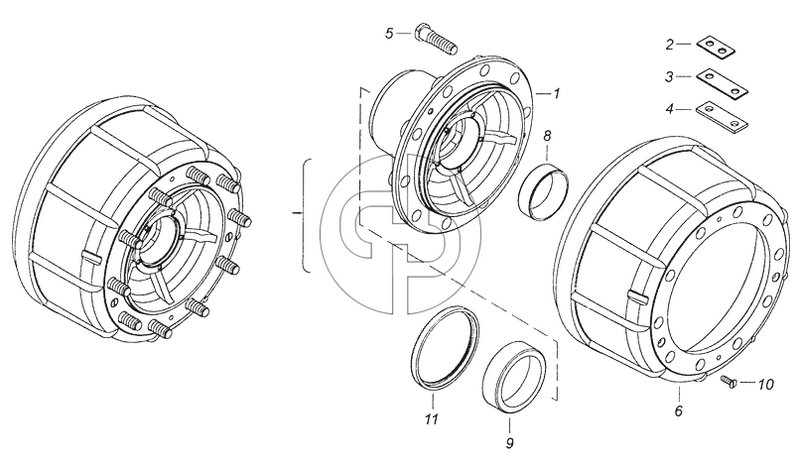 65115-3103010 Ступица переднего колеса с барабаном тормоза (№6 на схеме)