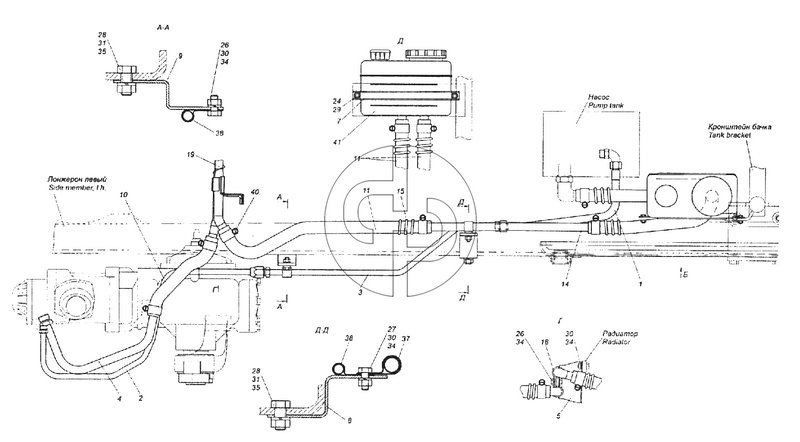 43255-3400018-10 Установка трубопроводов и бачка насоса ГУР (№38 на схеме)