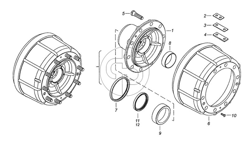 65115-3103010 Ступица переднего колеса с барабаном тормоза (№6 на схеме)