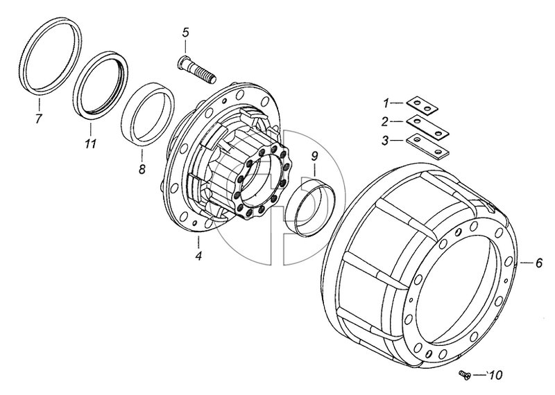 65115-3104010-20 Ступица заднего колеса с барабаном тормоза (№6 на схеме)