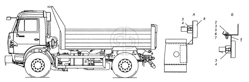43255-3731001-32 Установка боковых габаритных фонарей (№1 на схеме)