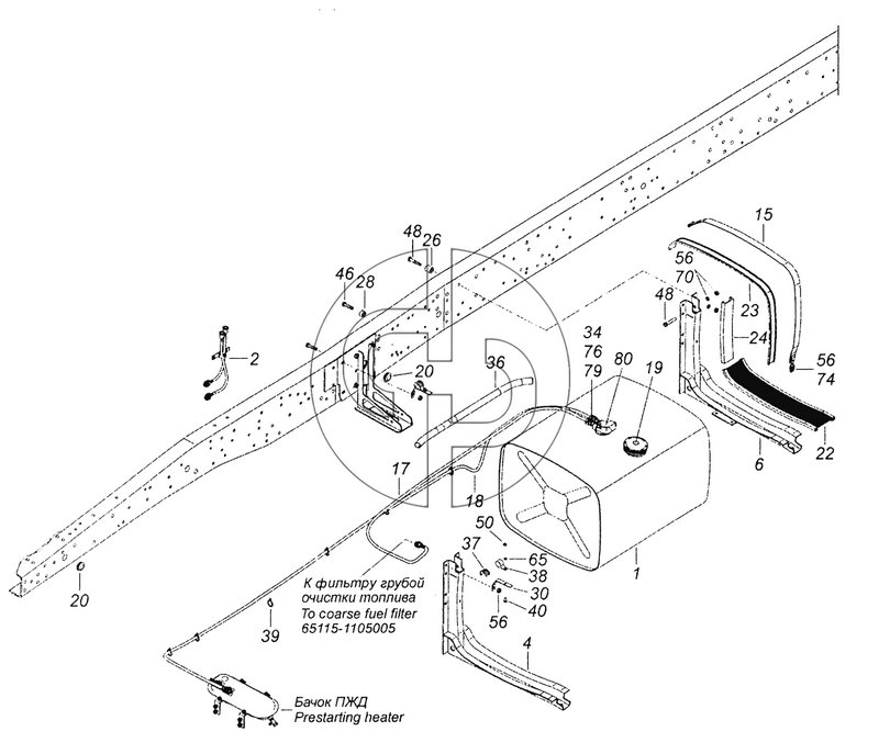 43255-1100040 Установка топливного бака и топливопроводов (№17 на схеме)