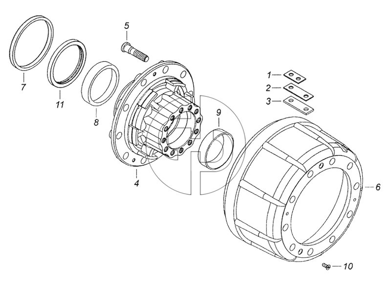 65115-3104010-20 Ступица заднего колеса с барабаном тормоза (№6 на схеме)