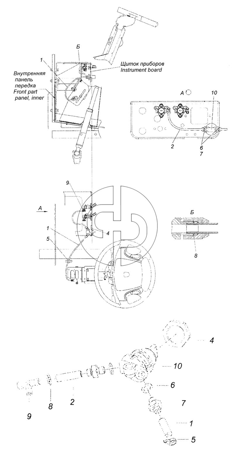 6520-3406014-19 Установка крана регулировки рулевой колонки (№6 на схеме)