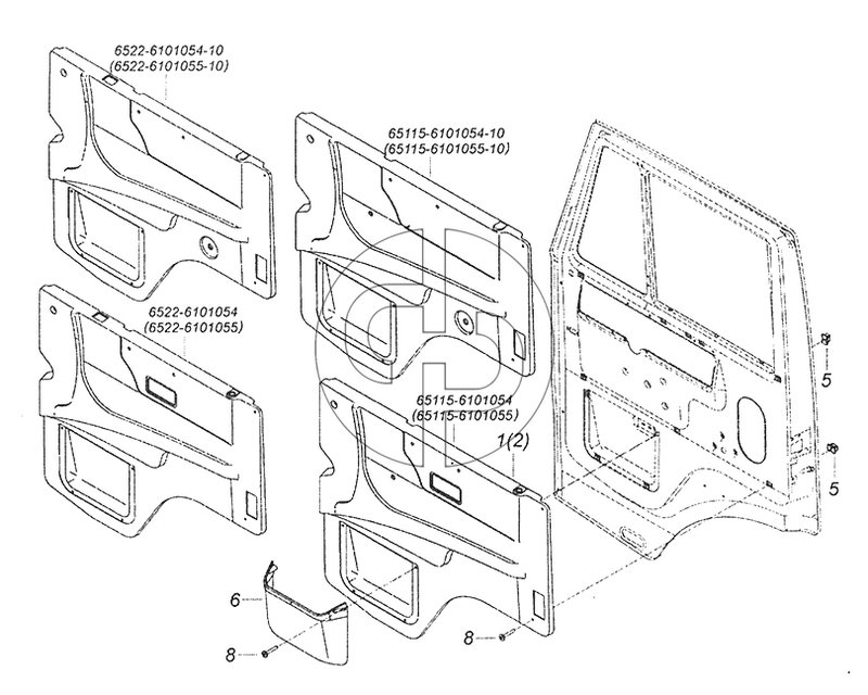 65115-6102005 Установка обивок двери (№6 на схеме)
