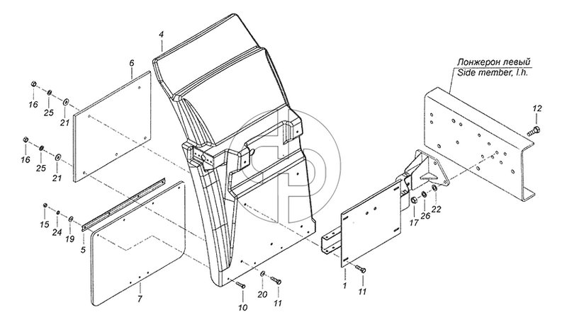65115-8403011-35 Установка задней части переднего крыла левая (№6 на схеме)