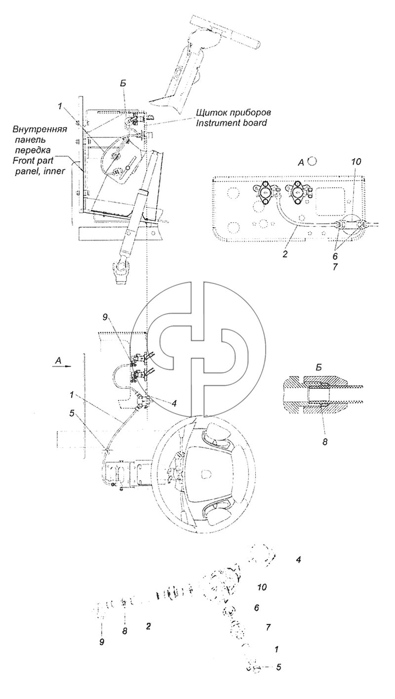 6520-3406014-19 Установка крана регулировки рулевой колонки (№6 на схеме)