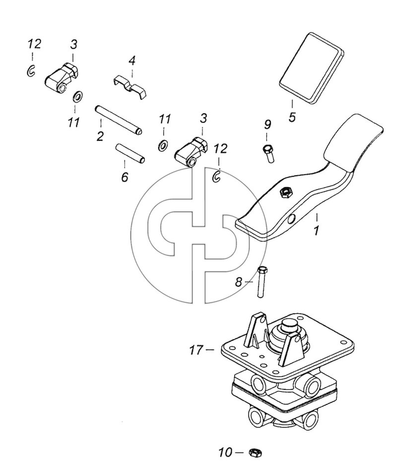5320-3514108 Кран тормозной двухсекционный с педалью (№17 на схеме)