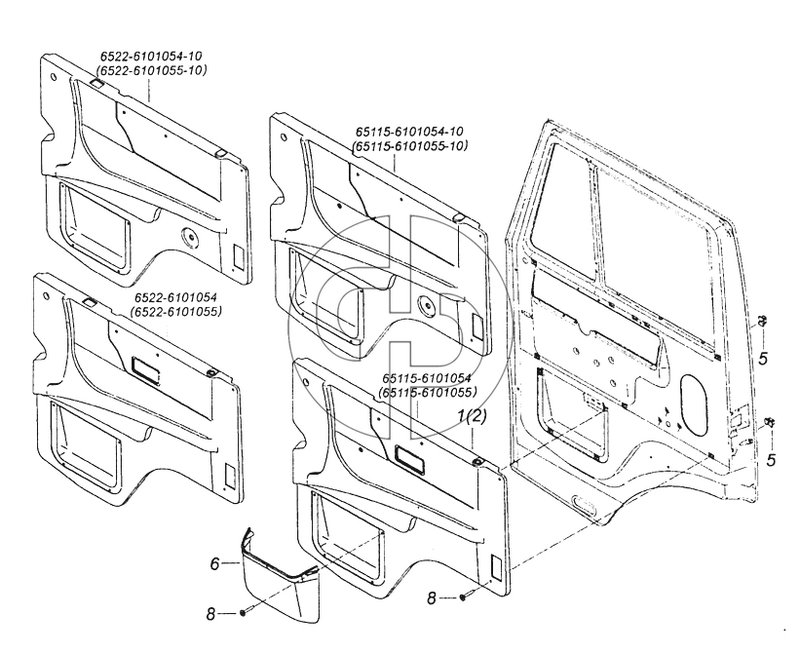 65115-6102005 Установка обивок двери (№6 на схеме)