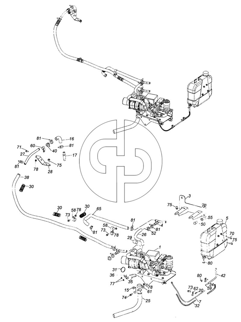 5308-8106004 Установка подогревателя 14TC с автономным топливным бачком (№59 на схеме)