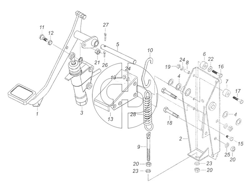 5460-1602008 Педаль сцепления с кронштейном и главным цилиндром (№28 на схеме)