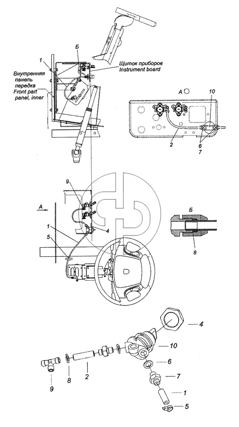 6520-3406014-19 Установка крана регулировки рулевой колонки (№6 на схеме)