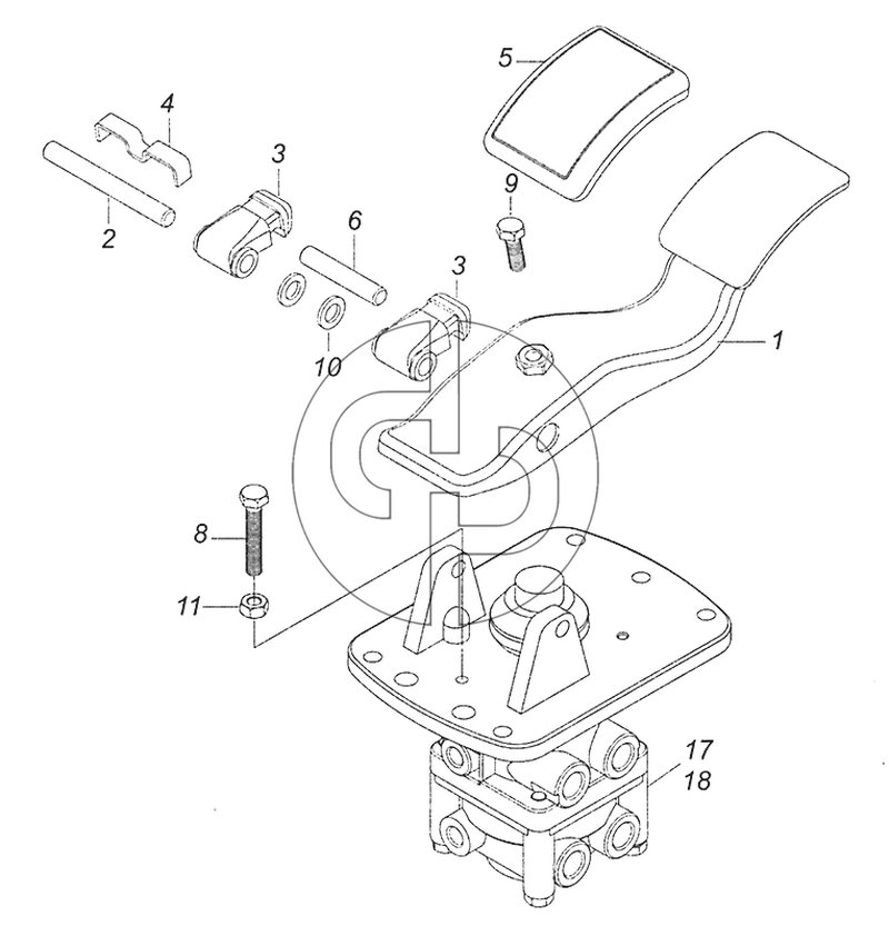 5320-3514108 Кран тормозной двухсекционный с педалью (№17 на схеме)