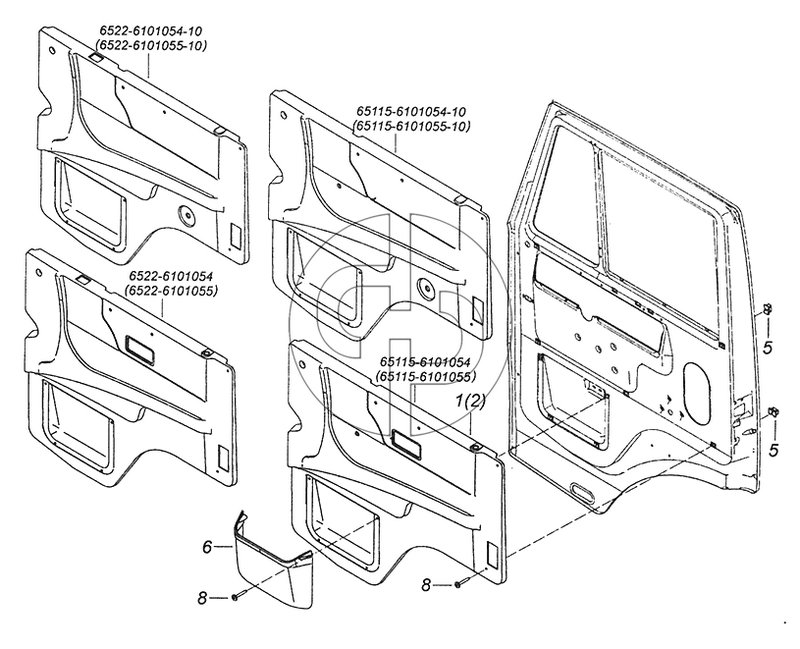 65115-6102005 Установка обивок двери (№6 на схеме)