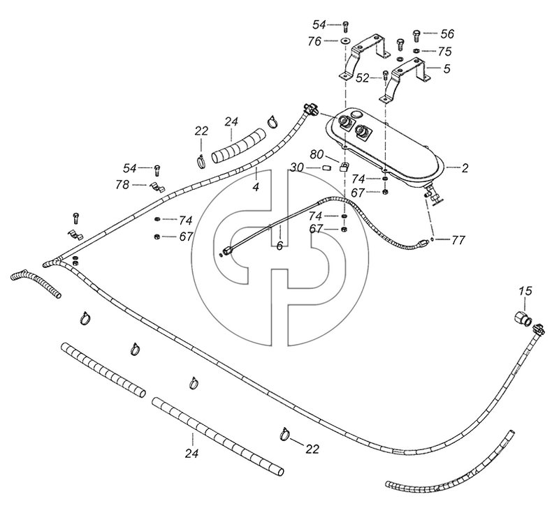6520-8106002-38 Установка топливного бачка и топливопроводов подогревателя (№77 на схеме)