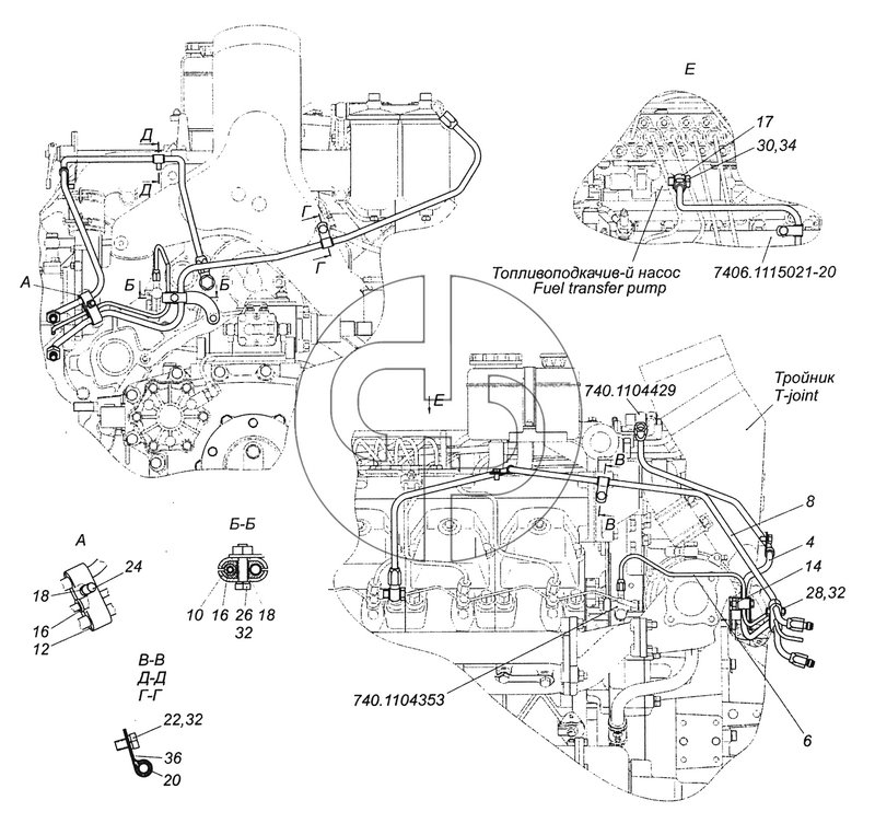 6520-1104000-90 Установка топливопроводов (№30 на схеме)