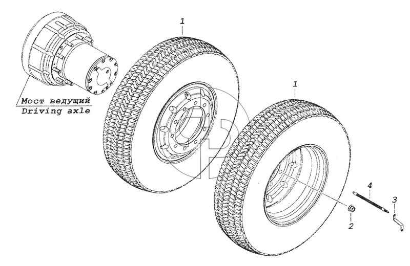6460-3101003-10 Установка сдвоенных алюминиевых колес (№2 на схеме)